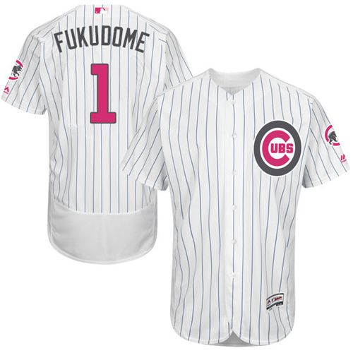 Cubs #1 Kosuke Fukudome White(Blue Strip) Flexbase Authentic Collection Mother's Day Stitched MLB Jersey